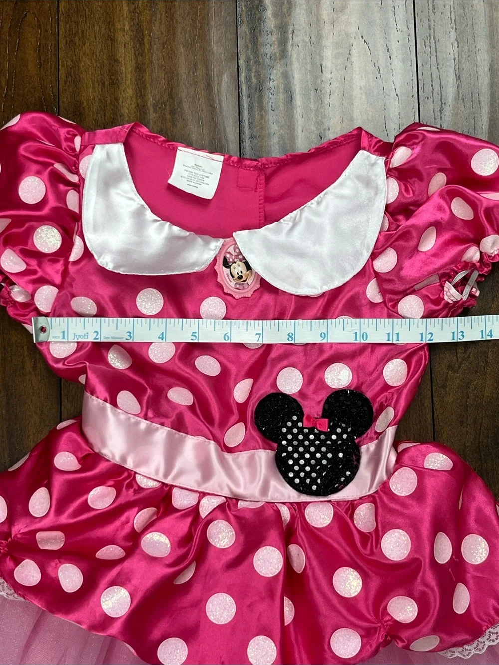 Disney Just Play Minnie Mouse Costume Dress Skirt Glitter Bows Girl’s Size 4-6X.